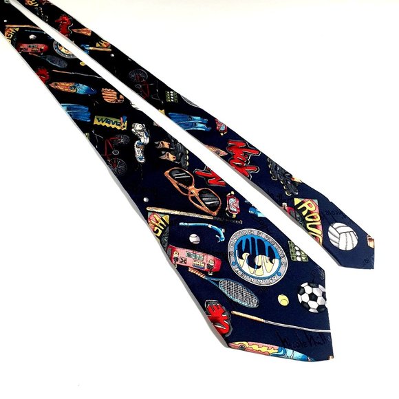 Nicole Miller Sports Mens Necktie Tie Designer Vintage 1995 Novelty Dad Gift - Picture 1 of 5